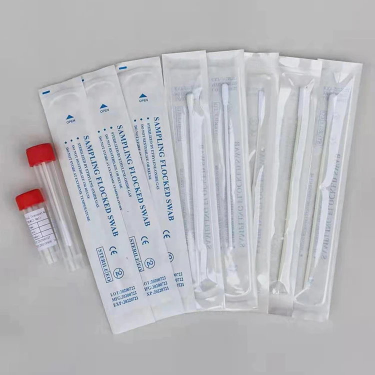 Medical Flocked Disposable Sampling Transport Media Medium Pharyngeal Nasal Throat Sterile Sampling Swab
