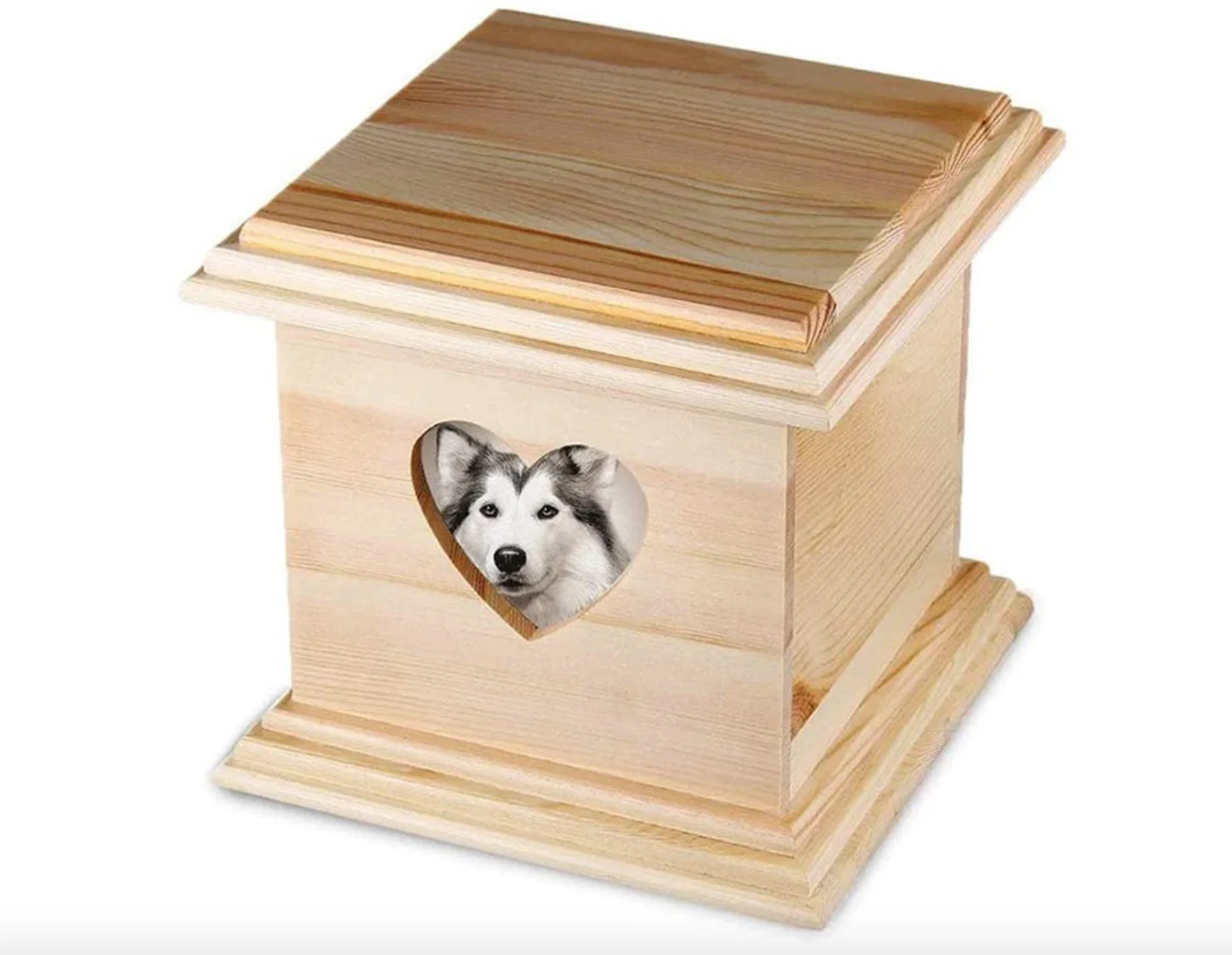 Factory Direct Natural Solid Wood Unfinished Wooden Pet Coffin Square Shape Box