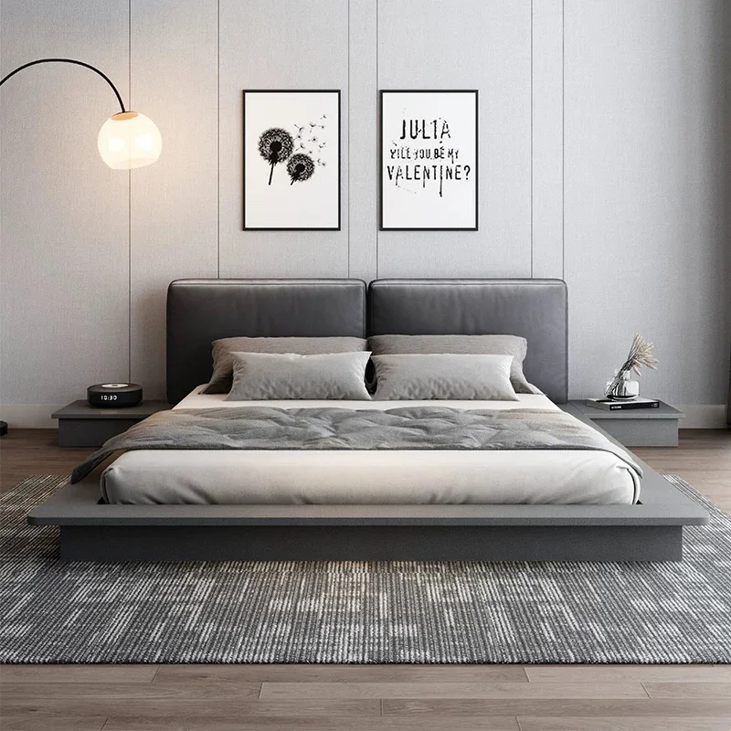 Bed Bedroom Furniture Sets Queen King Size Double Bed Modern Nordic Style Wooden Queen Size  Bed With Comfortable Pillow