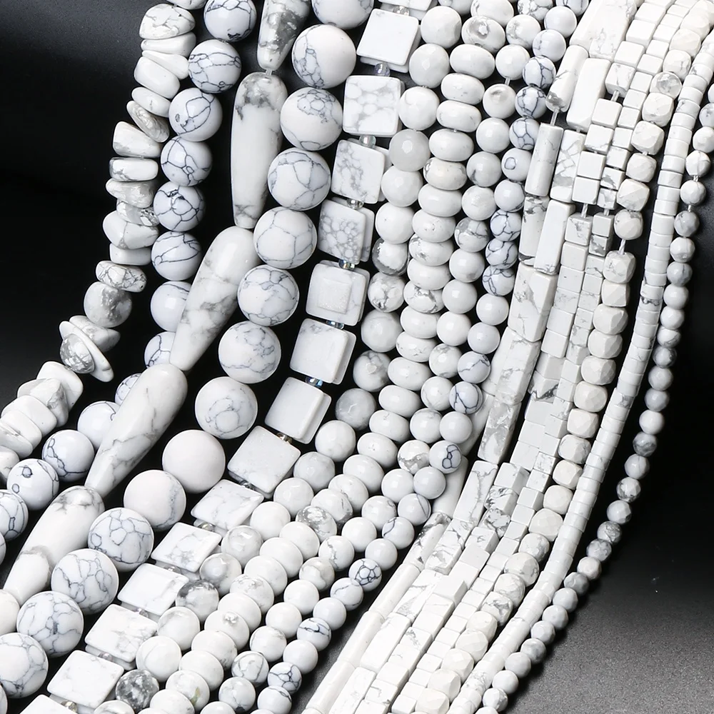 AsVrai U Natural Stone Beads Howlite White Turquoise Irregular Spacer Loose Beads For Jewelry Making DIY Bracelets Accessories