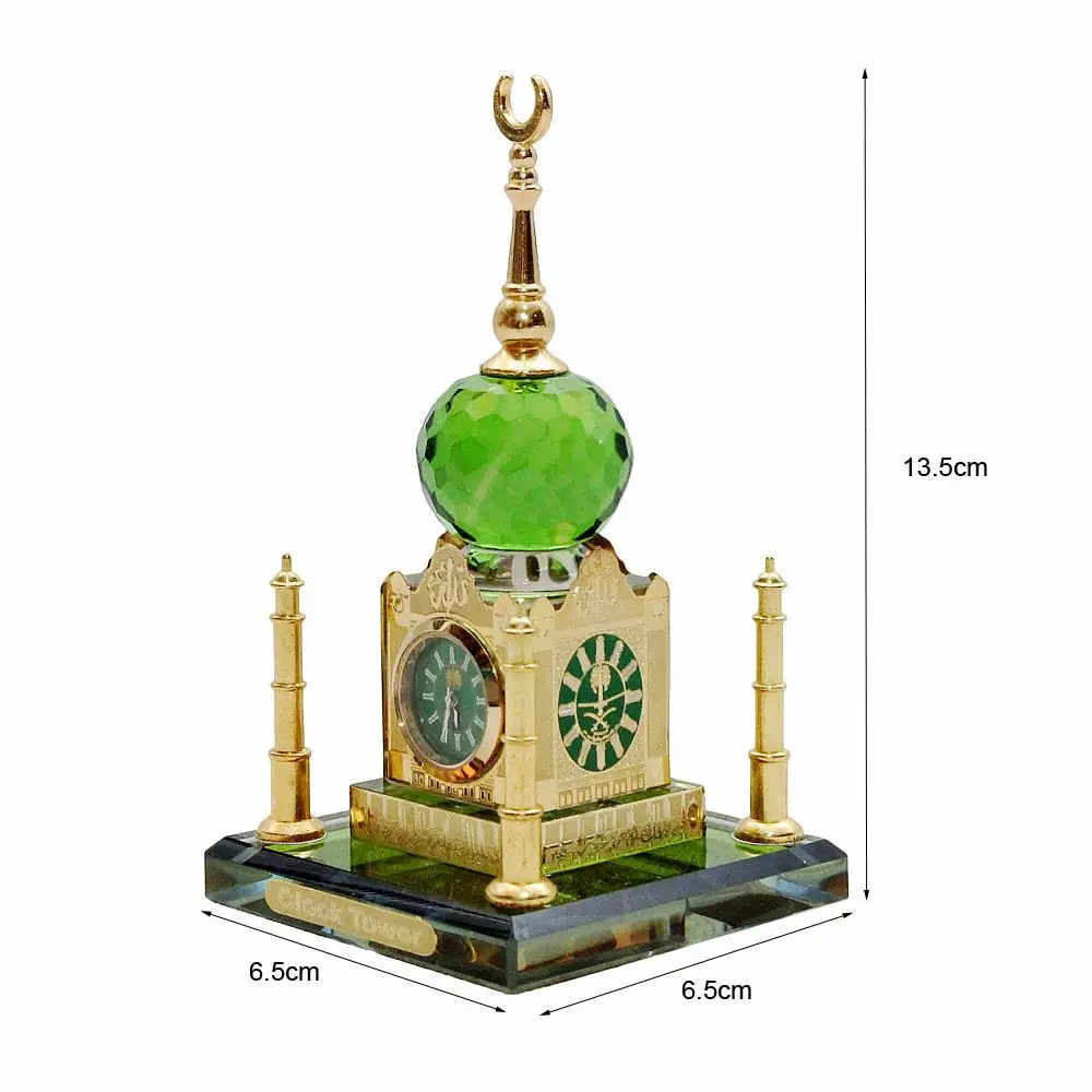 2023 New Design Four Sided Clock Model Crystal Glass Muslim Ornaments