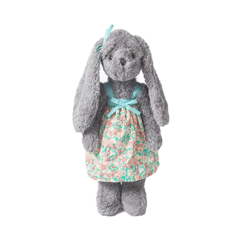New cute dress rabbit plush toy stuffed long ear bunny doll for baby girl gifts