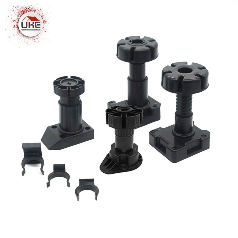 Plastic Legs Adjustable Black Home Decoration 450kg Heavy Duty Kitchen Cabinets feet Accessories