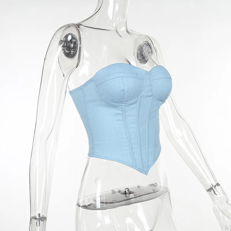 OJW9337C Elegant Sleeveless Corset Tops Sexy Strapless Outfits for Women Backless Lace Up Bandage Rave Festival Top Club