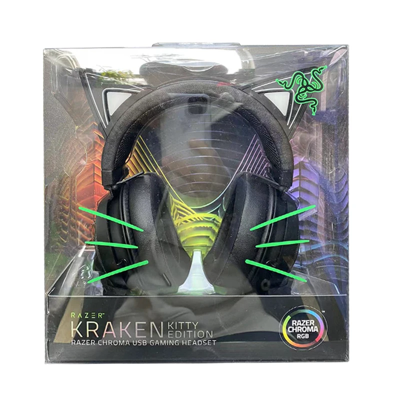Оригинальная игровая гарнитура Razer Kraken Kitty Black RGB USB THX 7,1 с космическим объемным звуком