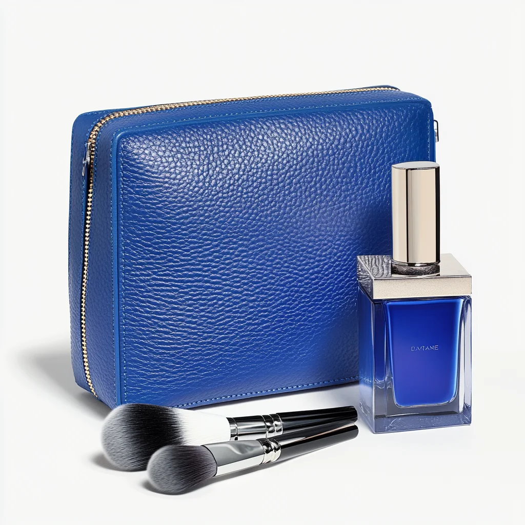 Factory Customized High End Real Leather Cosmetic Bag Outdoor Stylish Trendy Genuine Leather Makeup Bags