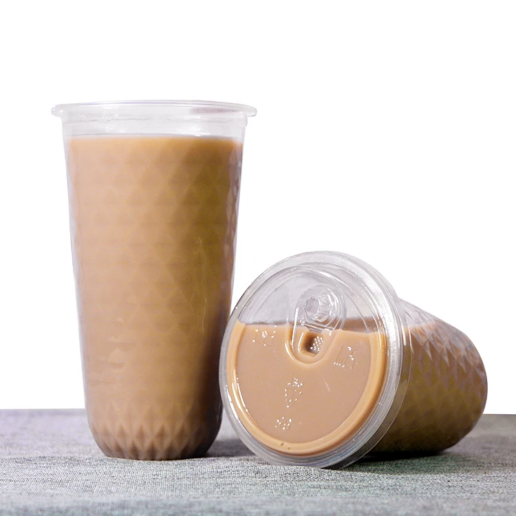  500ml U shape bubble tea cup custom logo milk disposable plastic cups with