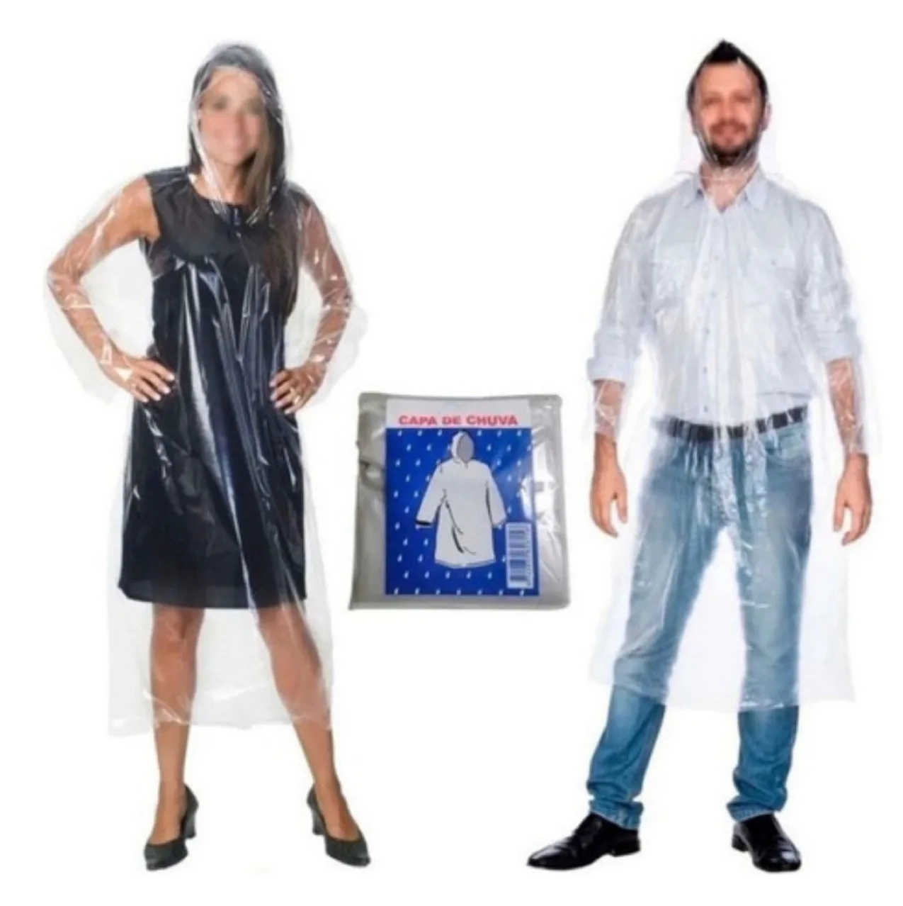 Disposable Plastic Clear Adults Rain Ponchos Thick Emergency Waterproof Raincoat with Hoods and Sleeves for Men Women Free Party