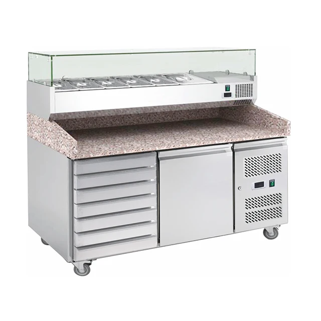 Commercial Countertop Display Counter Top Stainless Steel Workbench Chiller Pizza Working Table