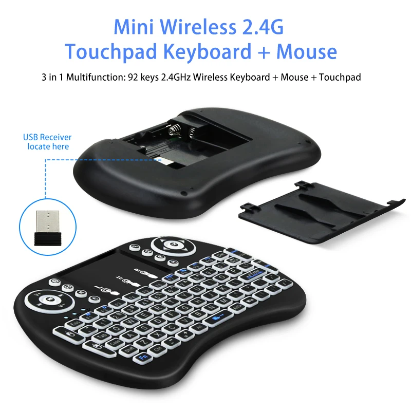 7 с аккумулятором Трехцветная подсветка 2 4G мини-клавиатура сенсорной панелью для smart TV box пульт дистанционного управления «аэромышь» i8 Беспроводная