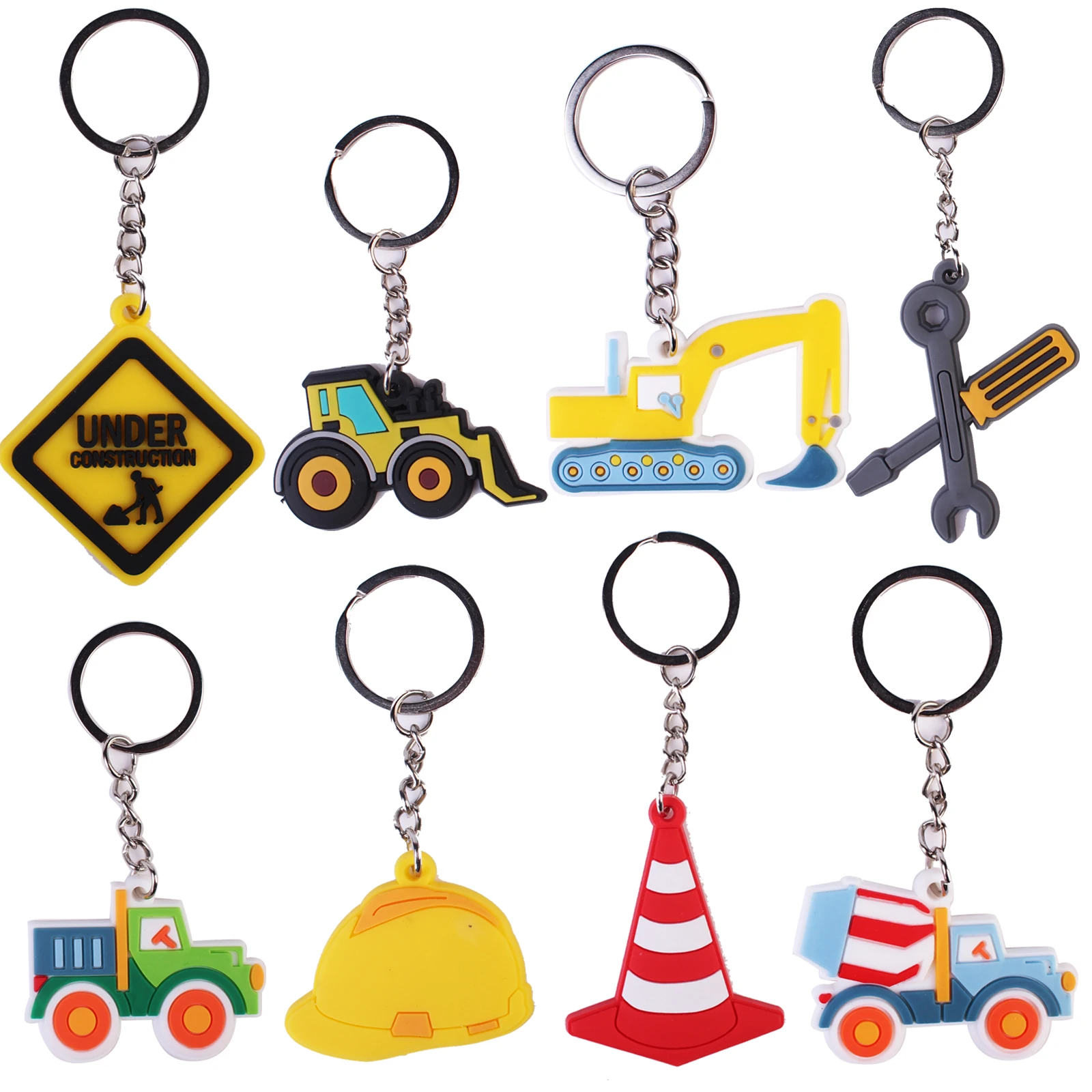 2024 New Arrive PVC Rubber DIY Store Promotional Gift Wholesale Cartoon Engineering Key Chains Suit Custom Key Ring Bag Pendant