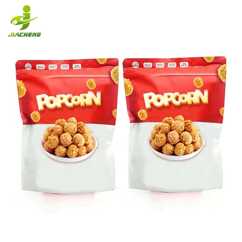 JIACHENG kids degradable milar stand up emballages biodgradable rice krispies packaging bolsas de dulces pop corn snack bags