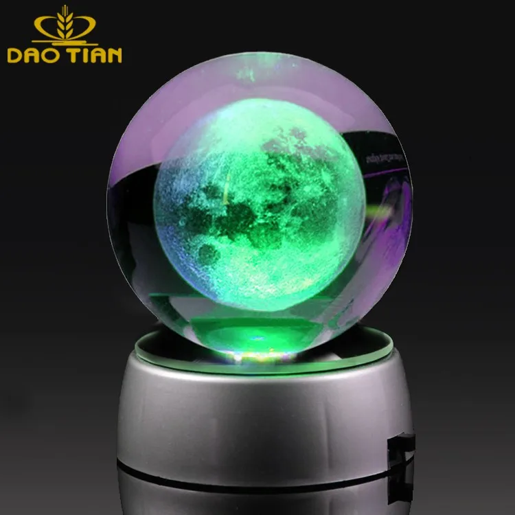 wholesale crystal crafts crystal glass ball with led lights base 3d crystal ball night lamp luminous ball for desktop ornament