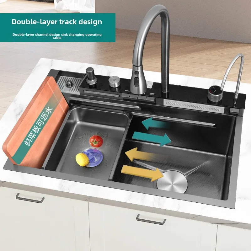 Whale Rain Large Single Slot Kitchen Sink With Faucet 304 Stainless Steel Nano Surface Treatment Undermount Installation Home