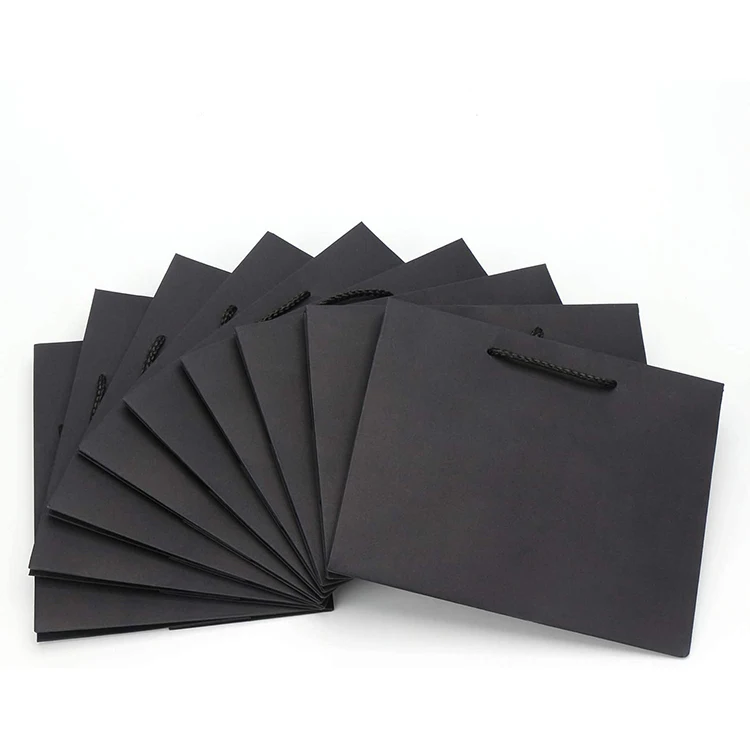 Пользовательская печать переработанных покупок оптом пользовательские крафт черный бумажный пакет