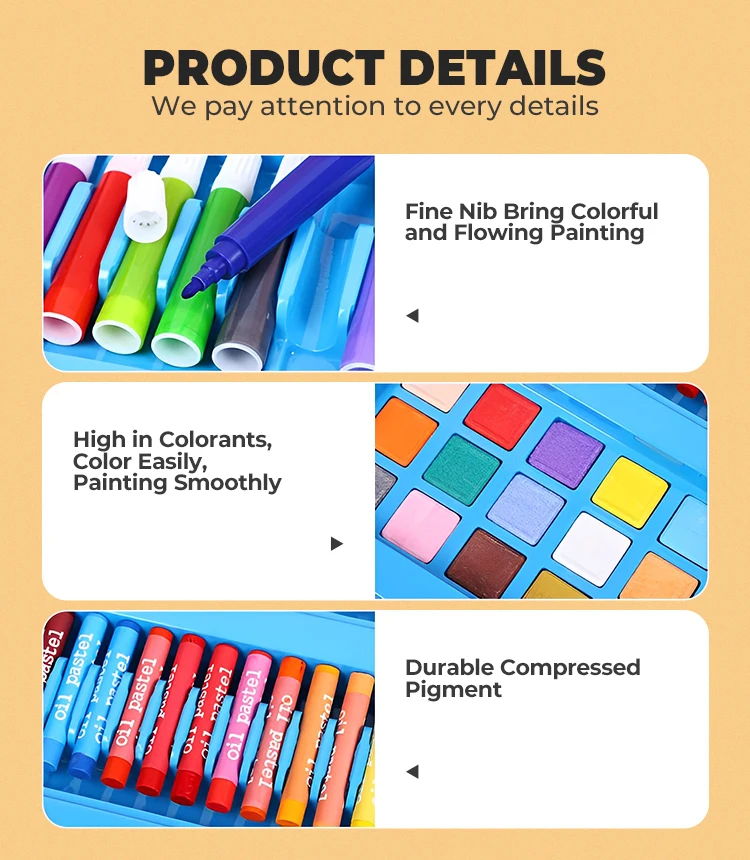 Washable Crayon Set 208 Pcs Drawing Stationary Painting Art Set For Kids