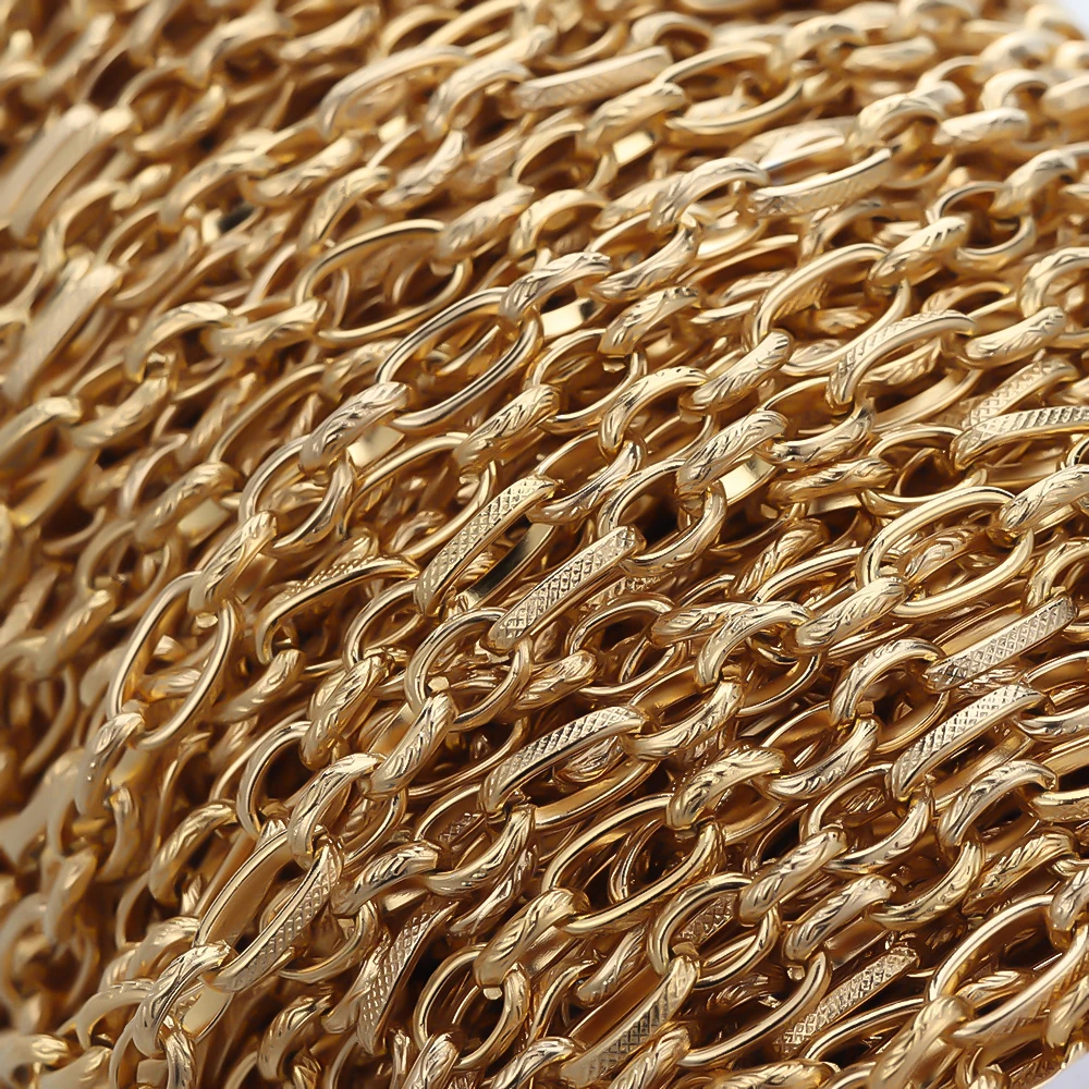 Stainless Steel 6mm Wide Flat Line Embossed Chains for Diy Jewelry Making Accessories Necklace Find Handmade Accessory