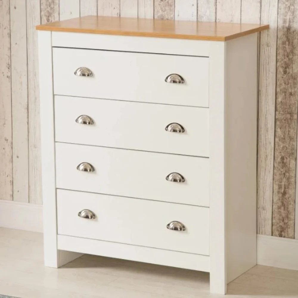 Vintage Living Room Furniture White Modern OAK MDF Wood Cabinet drawer chest With 4 Drawer