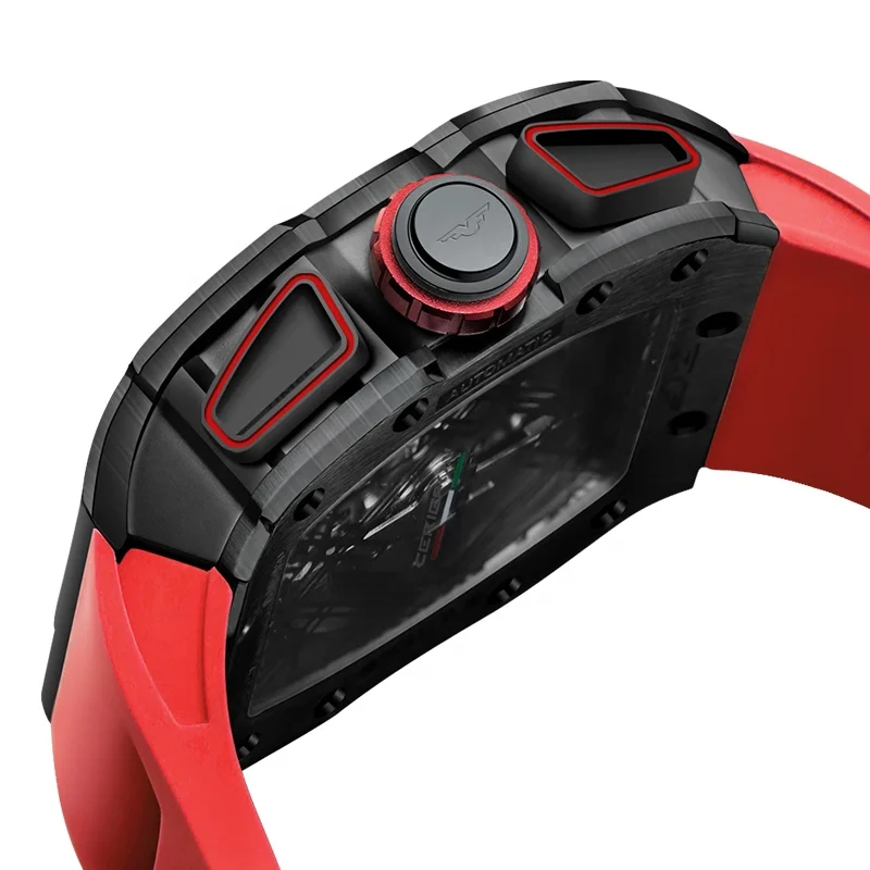 Ready To Ship watch Skeleton 24 Hours Automatic mechanical Red Skeleton Boys Stainless Steel mechanical watches for men wrist