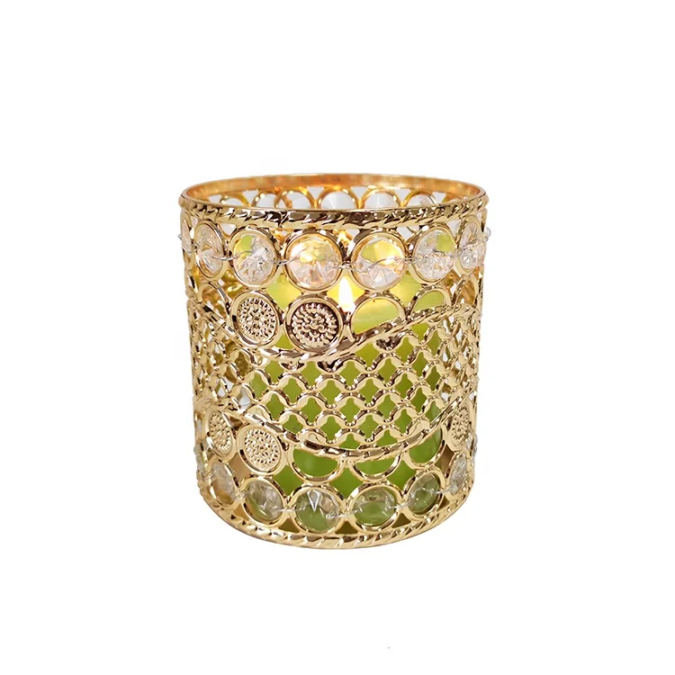 Wholesale Gold Votive Candle Holders Round Crystal Candle Holders Bulk Ideal for Wedding Centerpieces Party&Home Decor