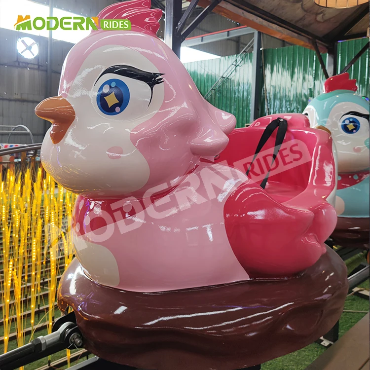 Kids Amusement Park Equipment Luna Playground Fun Fair Theme Mini Roller coaster Ride Chicken Run for Sale