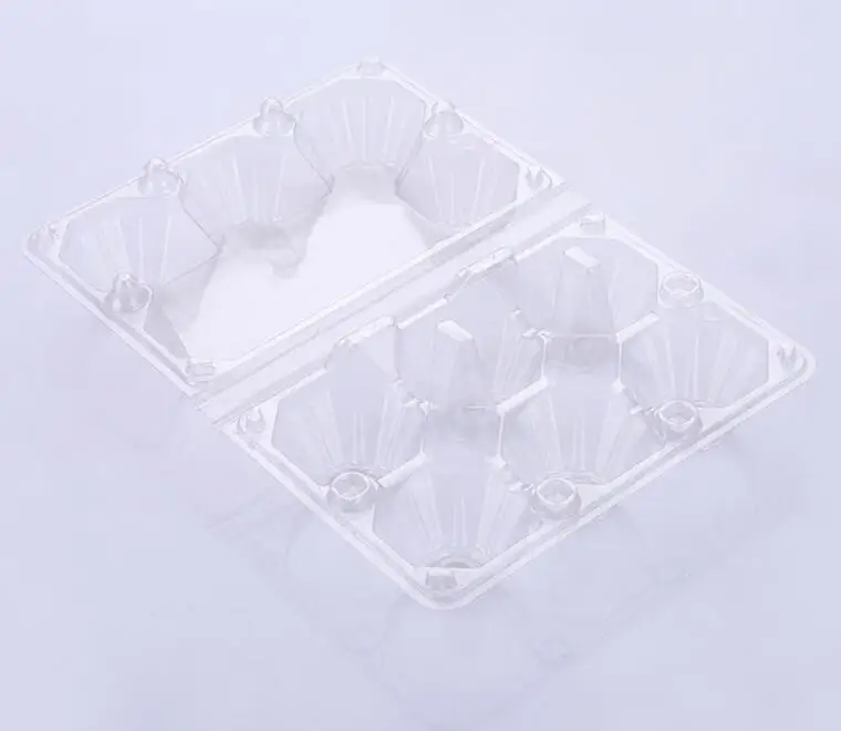 6 cells Wholesale plastic egg tray Custom High Quality Clear PET Transparent Rectangle 6 holes Blister Egg Trays