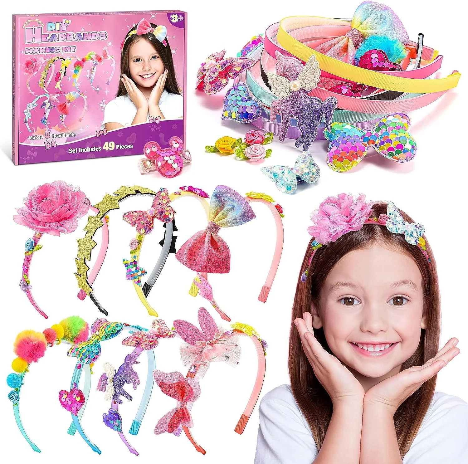 Wholesale diy Fashion headband manual material set Making Kit for kids Girls DIY toy hair accessories combination Gift
