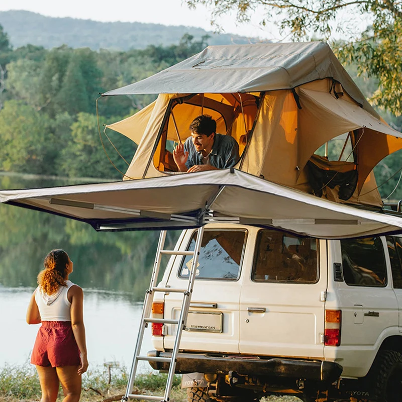 Easy Carry Quickly Automatic Opening Camp car roof top tent windproof outdoor 3-4 person tent camper 270 awning canvas