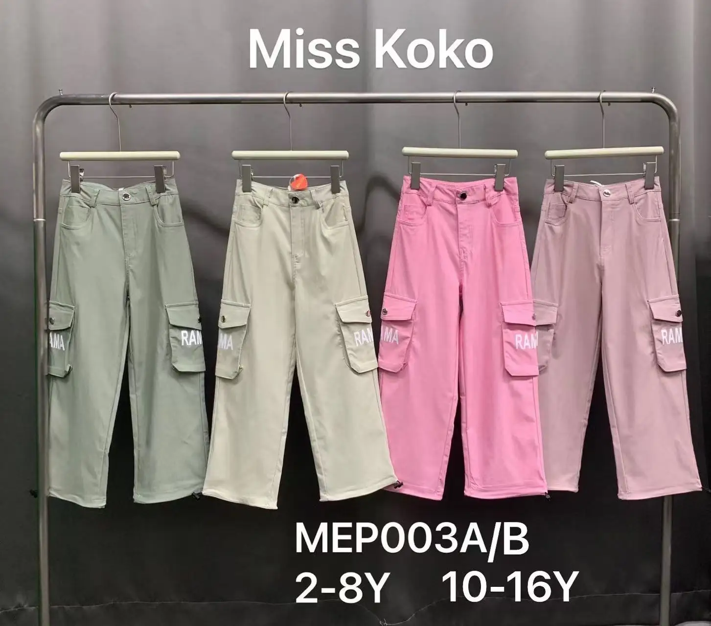 Manufacturer Price kids streetwear clothing Woven children garment Printed cargo pants for teen girls