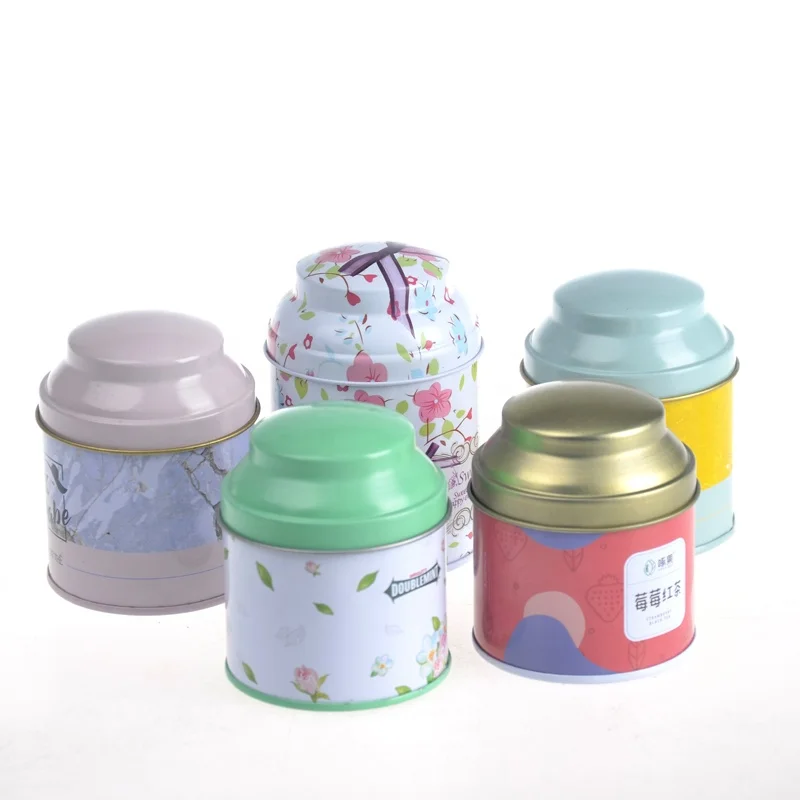 Custom printing cylinder Tetley floral cute tea light tin box colored french tea tin collection