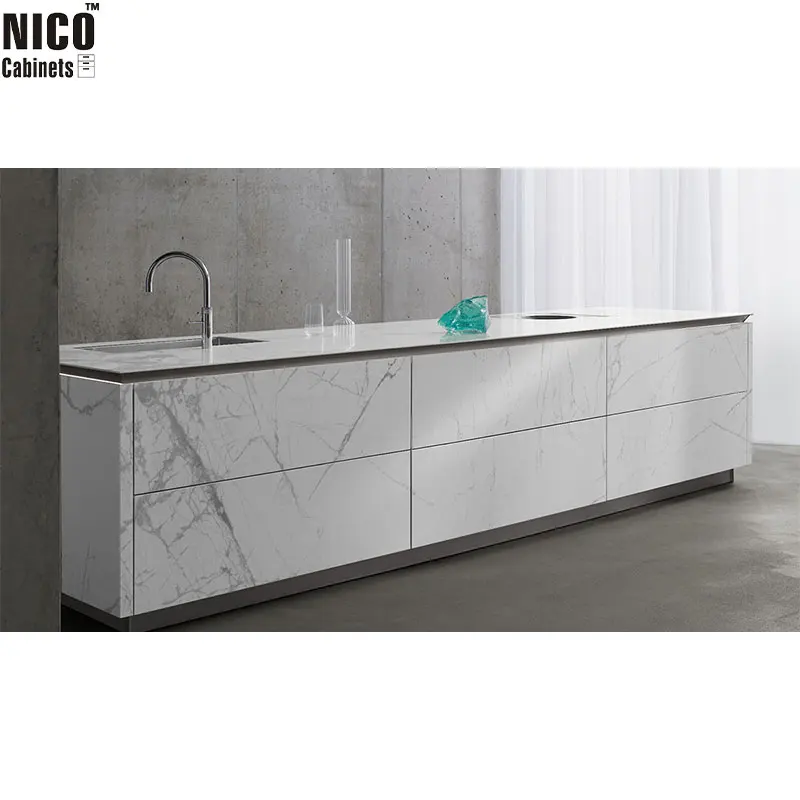 NICOCABINET Luxury Artisanal Craftsmanship Chic Glass Detailing Ambient Lighting Custom Kitchen Cabinets