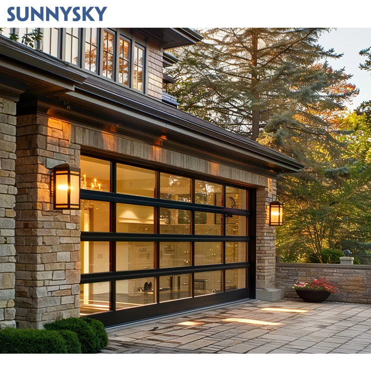 Sunnysky House Automatic Sectional Aluminum Panel Electric Opener Garage Door With Windows