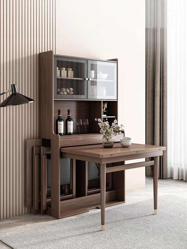 Folding Dining Tables Set Wood Modern Dining Room Extendable Solid Wood Wall Dining Table