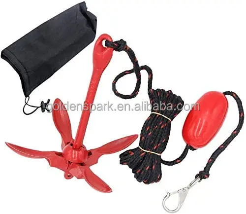 Kayak Anchor Kits Portable Folding Anchor Buoy Kit Canoe Kayak Raft Boat Sailboat Fishing 3.5 lbs