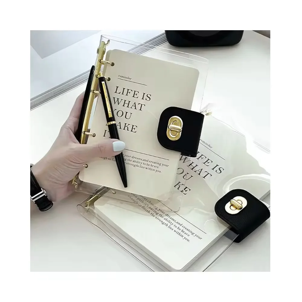 Luxury Transparent PP Cover 6 Ring Loose Leaf  For Students Exercise