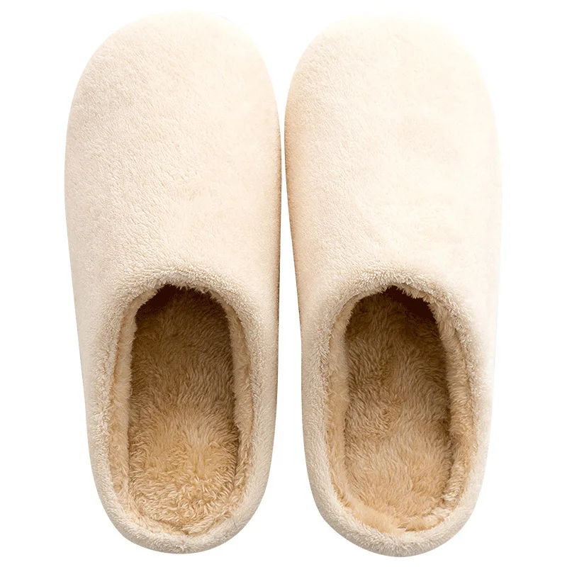New coral fleece slippers ladies winter indoor thick-soled warm plush shoes couple home casual slippers