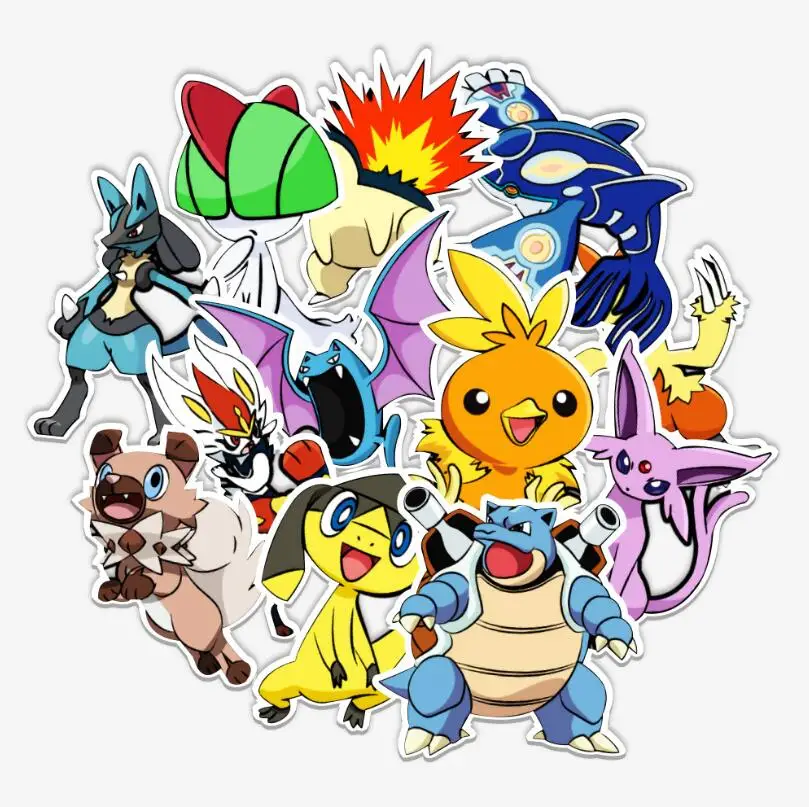 Big Size HighQuality 50pcs Anime Pokemoned Decorative Stickers For Teen Laptop Skateboard Luggage Guitar Scrapbook Vinyl Decals