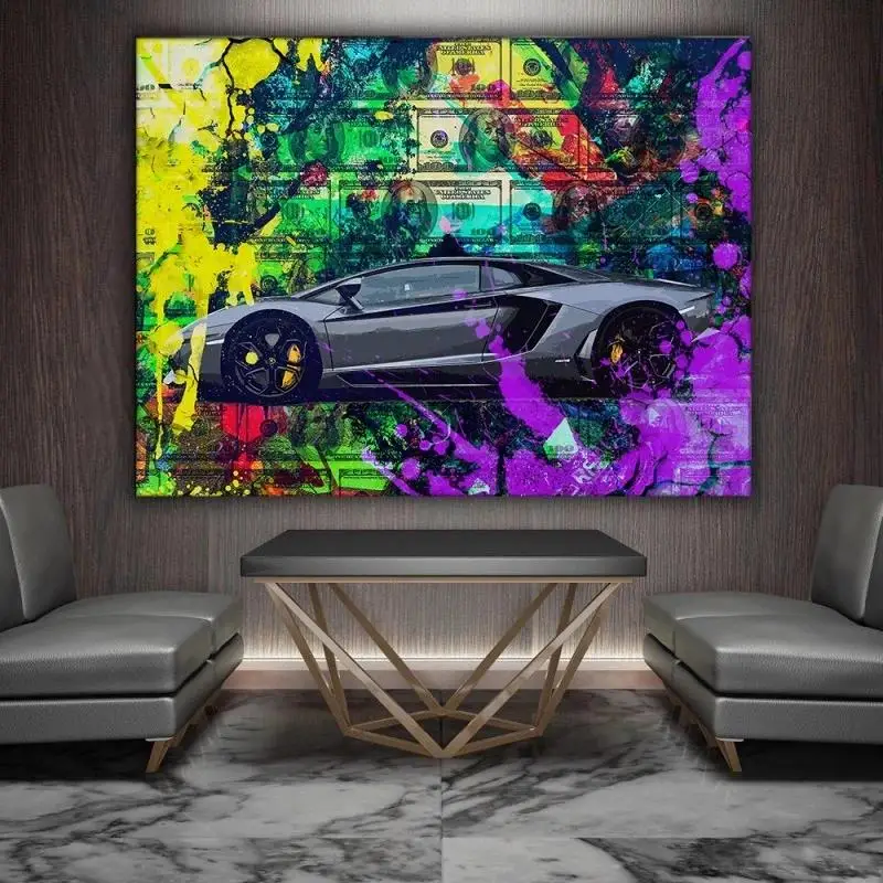 
Home Decor Canvas Posters Money Pictures Cool Sports Car Canvas Prints modern decoration abstract canvas art 