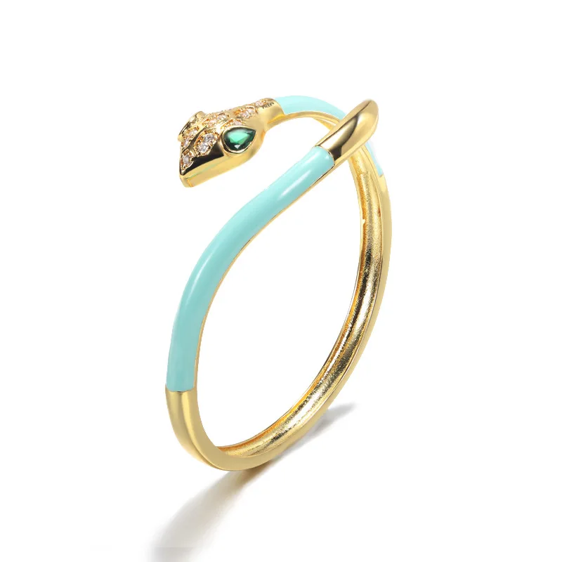 New Korea SimpleNew Design Fashion Bohemian Style Colorful Dripping Animal Snake Shaped Design  Bangle Bracelet Women Ladies