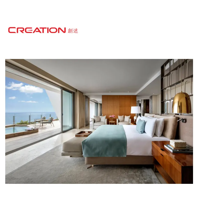 CREATION Wooden Hotel Furniture Upholstery Hotel Room Furniture Set Five Star Hotel Furniture Supply