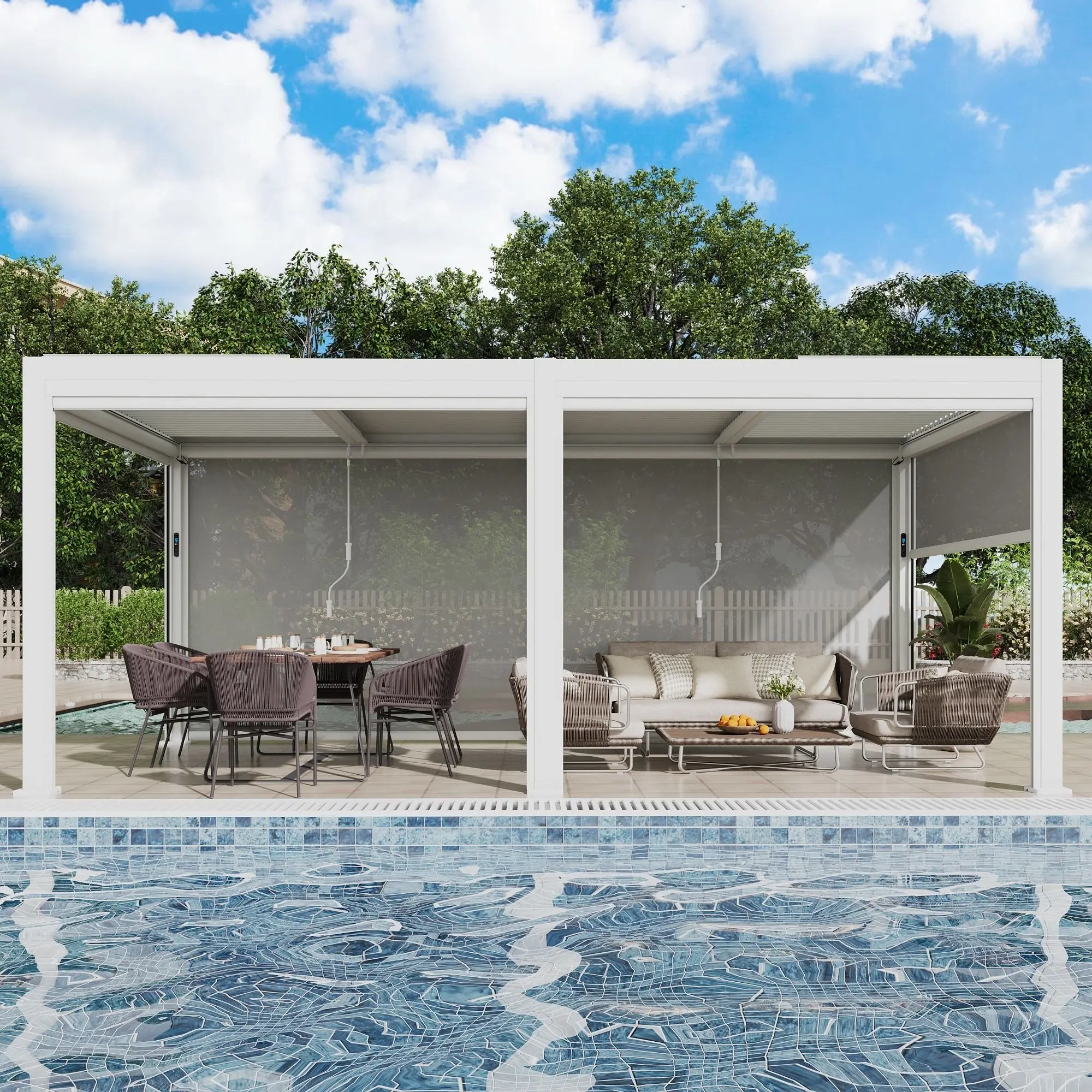 Prima Waterproof modern motorized adjustable prefab house aluminium garden pergola