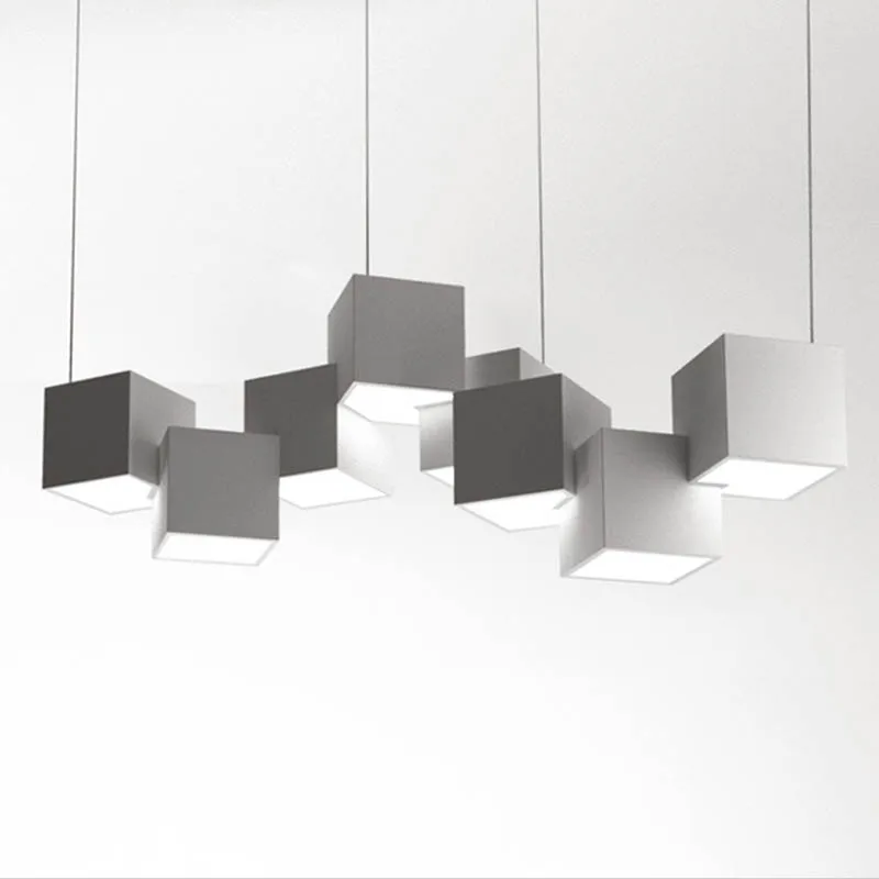 Pendant Light Square Box Combination Interior Lighting LED Pendant Light For Dining Room Office