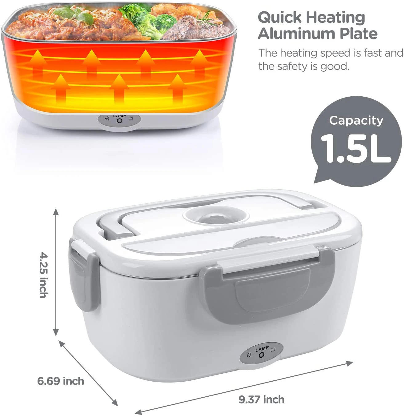 office food heater household car portable self heating food warmer 304 stainless steel electric lunch box heated lunch box