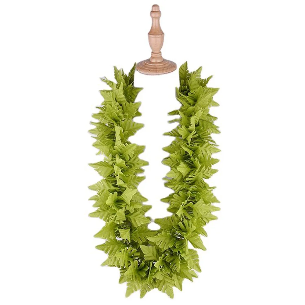 Wholesale Factory Supplier HC30001A-5 110CM Artificial Fern Leaves Lei Hawaiian Dance Party Women Necklace Festival Performance