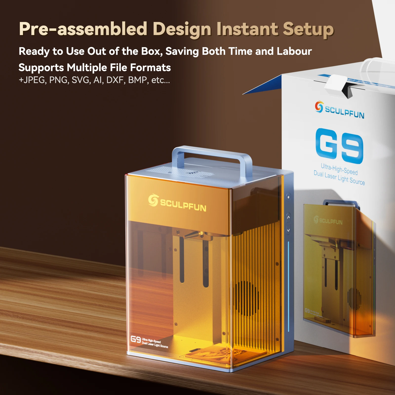 SCULPFUN G9 Enclosed Lazer Engraver Cutter Desktop Hand Held Laser Steel Engraving Machine for Metal Card and Plastic