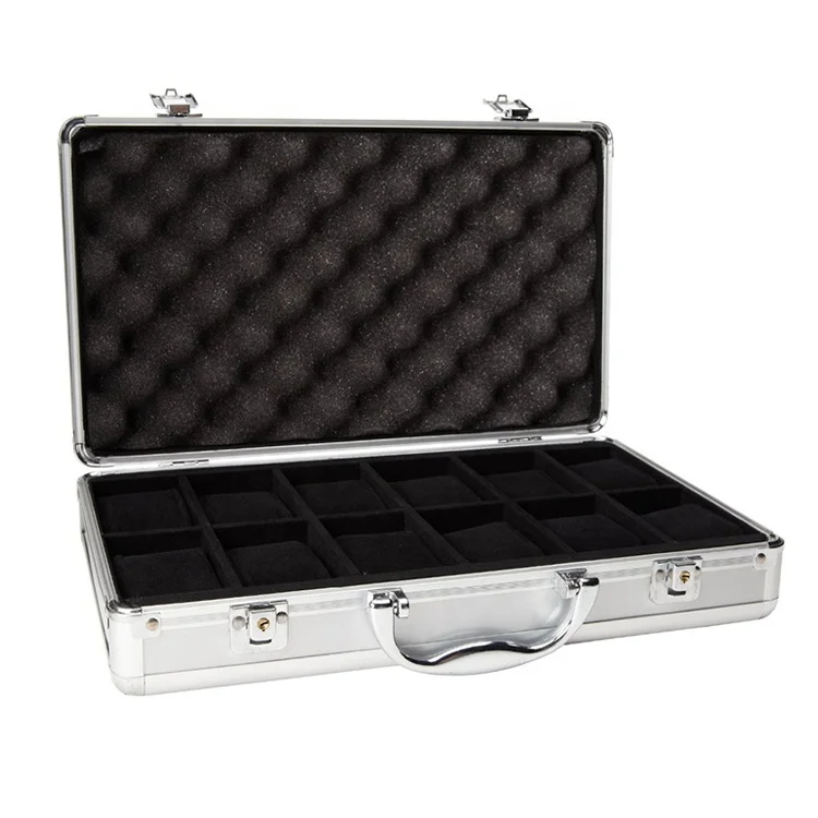 Professional Manufacturer Wholesale 12 piece Storage Foam Lockabe luxury Aluminum box For watches