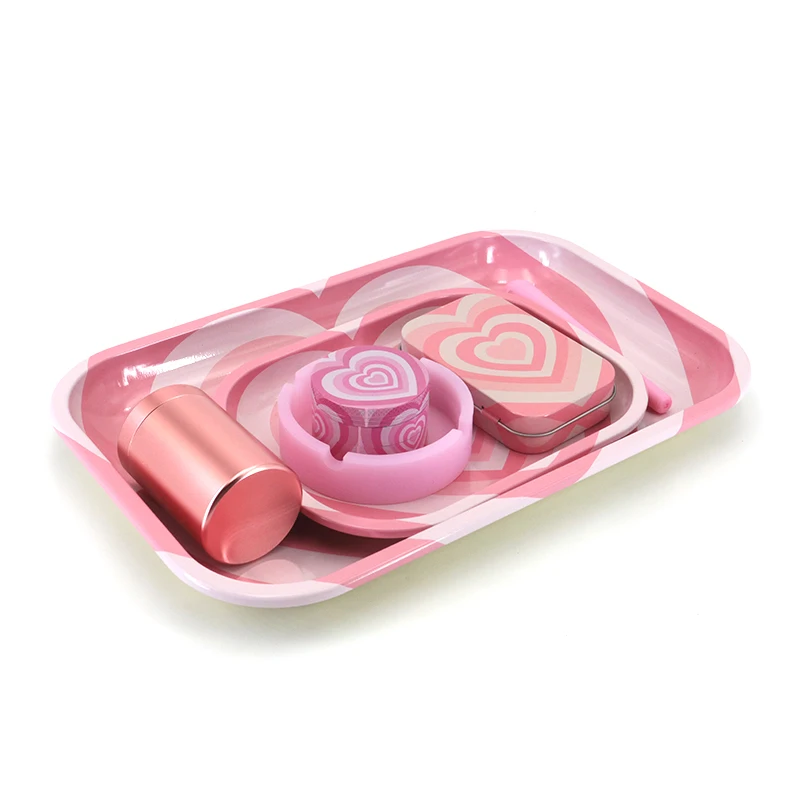 Wholesale  7pcs a Set Custom Logo Classic Rolling Tray Blank Tobacco Tin Spill-Proof Small Storage Tray Cone Roller for Smoking