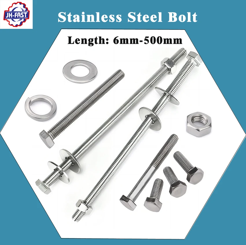 Din 931 full half threaded long hex bolt din931 933 brass stainless carbon steel din933 M5 M6 M8 to M64 hexagon hex head bolts