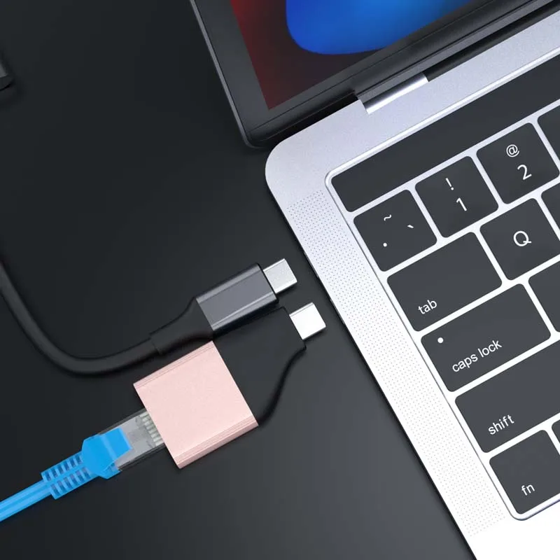 Type C to RJ45 Megabit Network Hub Converter Lan Ethernet Adapter USB C to Ethernet Adapter