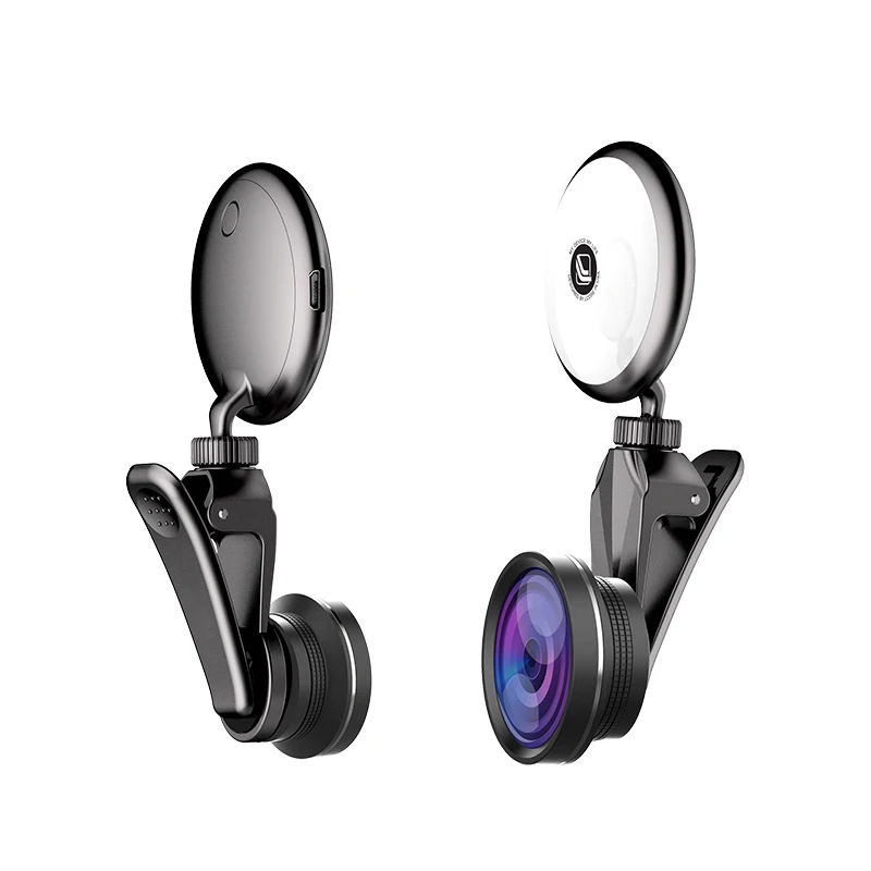  wholesale cell phone camera lens with led selfie light 3 in 1 mobile
